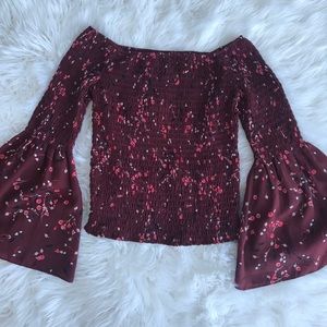 Express off the shoulder smocked top